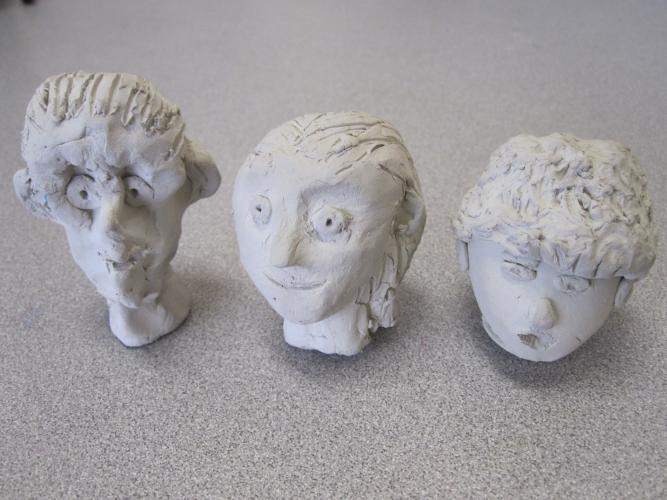 Clay portrait sculptures, Marblex Clay, 8th grade