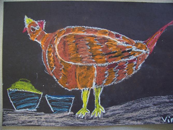 Life study, Oil Pastel Chicken drawing, 2nd