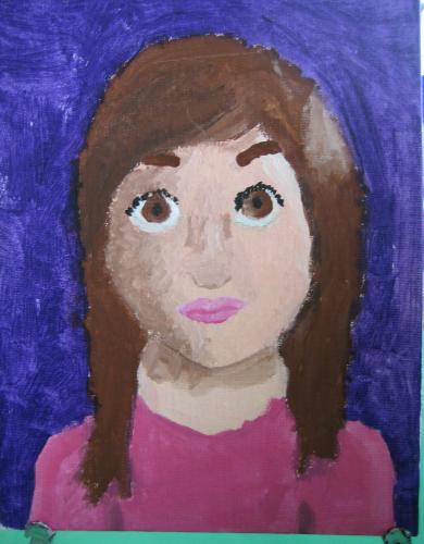 Acrylic on Canvas Board, Self Portrait, 8th grade