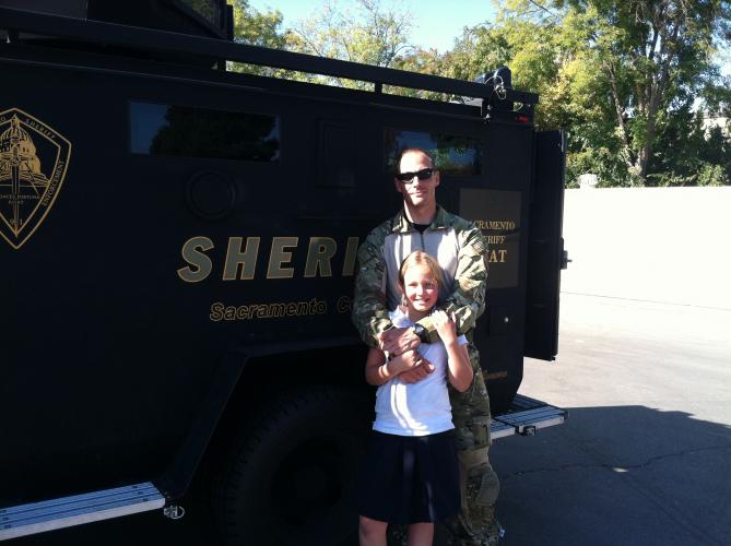 Mr. Flick visits with his SWAT car