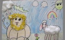 1st Grade. March: "In like a Lion, Out Like a Lamb" textural drawings 
