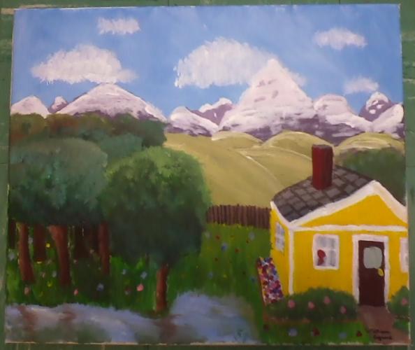 "Amazing Grapes" Student Art Lesson, completed acrylic on Canvas painting