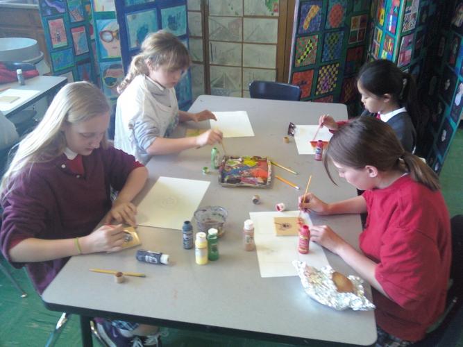 Painting Ceramic Easter Tiles 2014