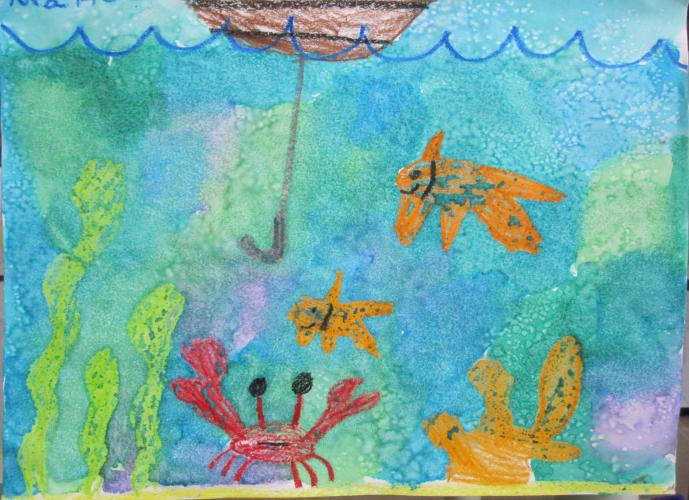 Salted Crayon Resist, 1st grade