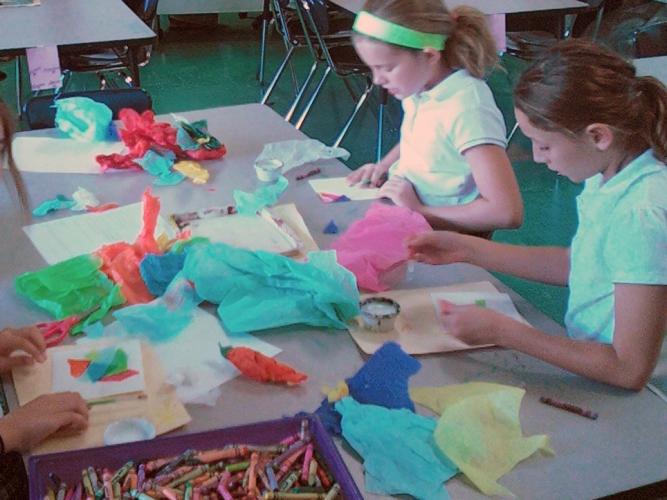 Making tissue-paper collages 2013