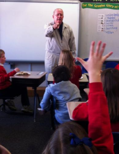 Fr. Mike visits a classroom.