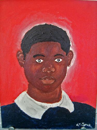 Acrylic on Canvas Board, Self Portrait, 8th grade