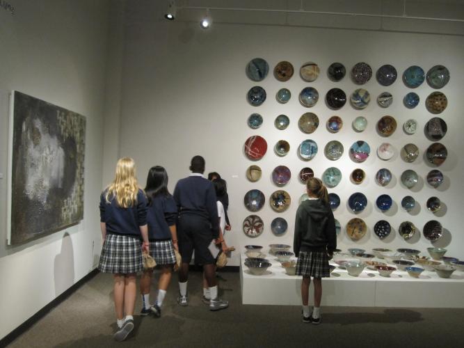 In an art gallery at the Sac State library
