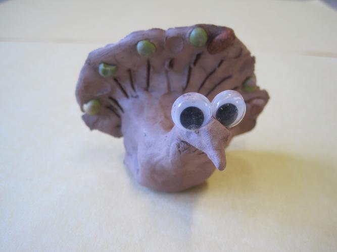 Clay turkey sculptures