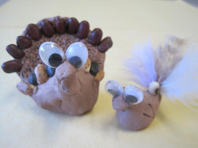 Clay turkey sculptures