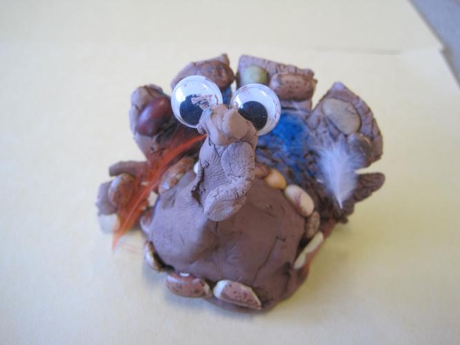 Clay turkey sculptures