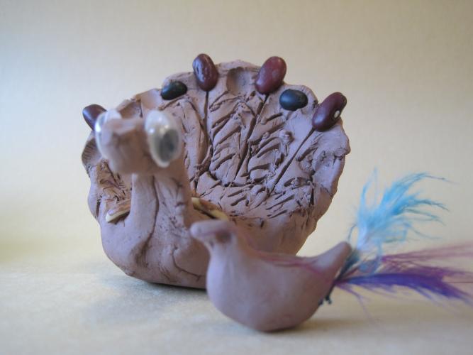 Clay turkey sculptures