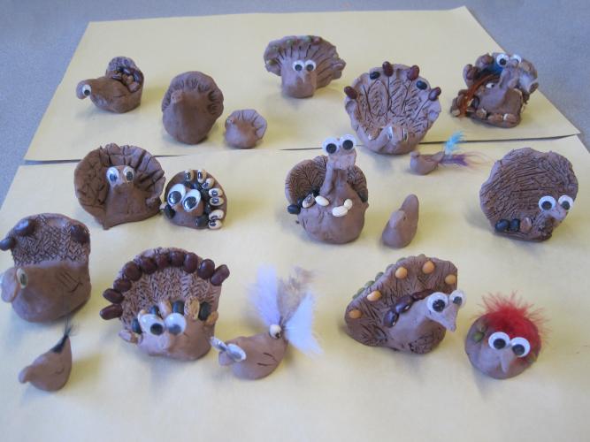 Art Club turkey sculptures