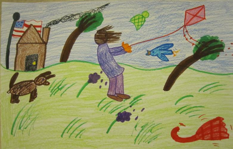 March "Windy Day" scene, 3rd grade