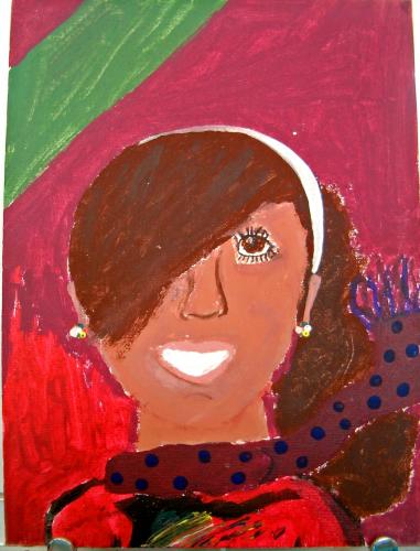 Acrylic on Canvas Board, Self Portrait