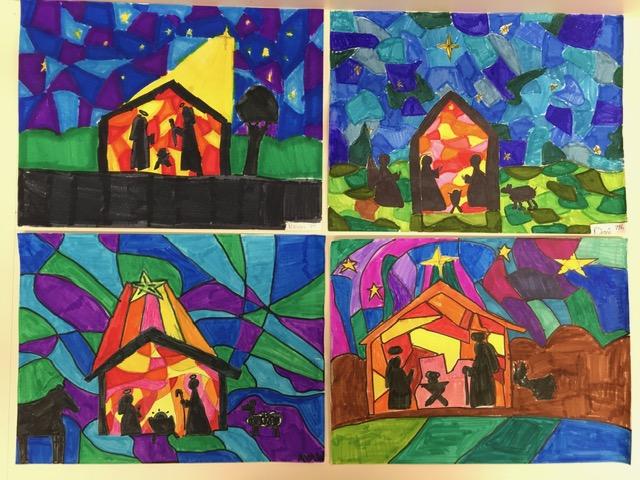 "Stained Glass" silhouette Nativity